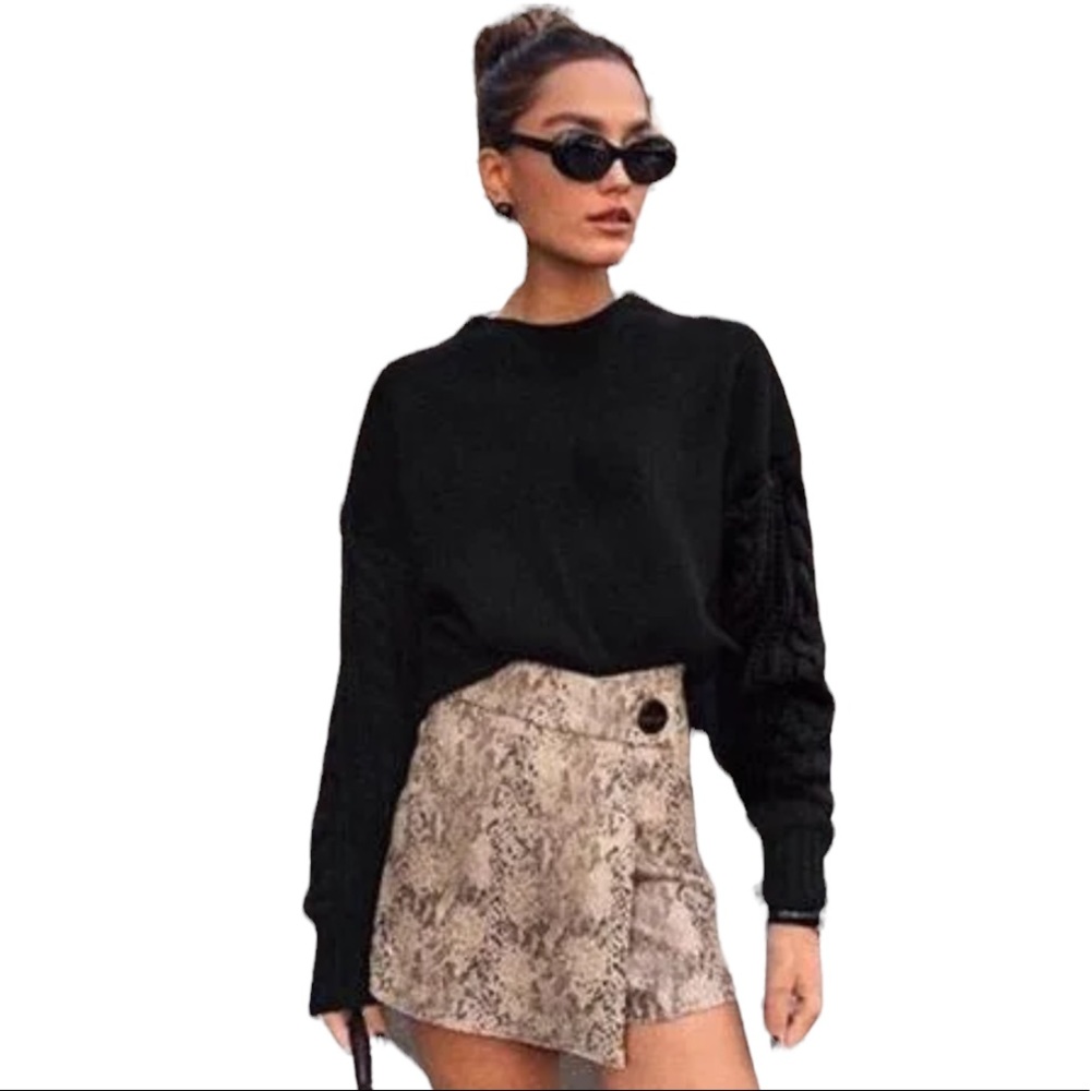 Zara Snake Print Wrap Skort Shorts